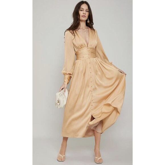 SHEIN Dresses & Skirts - Shien Premium Dress Formal Sz S Chiffon Evening Wedding Guest Deep V Elegant NWT